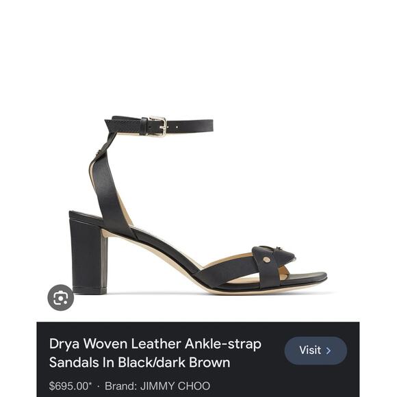 Jimmy Choo Drya 65 Black & Dark Brown Leather Sandals sz. 38.5 EU - Picture 14 of 14